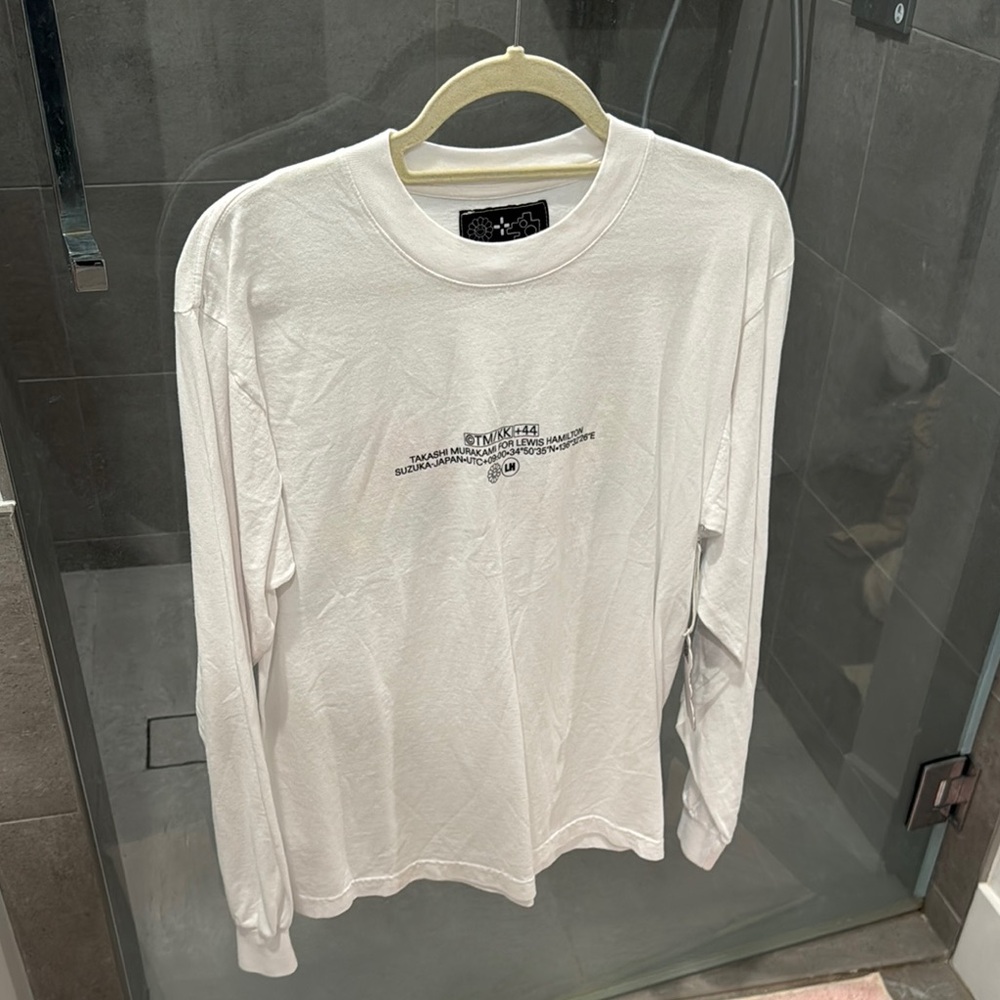 Takashi Murakami Lewis Hamilton White Long Sleeve Men's Shirt